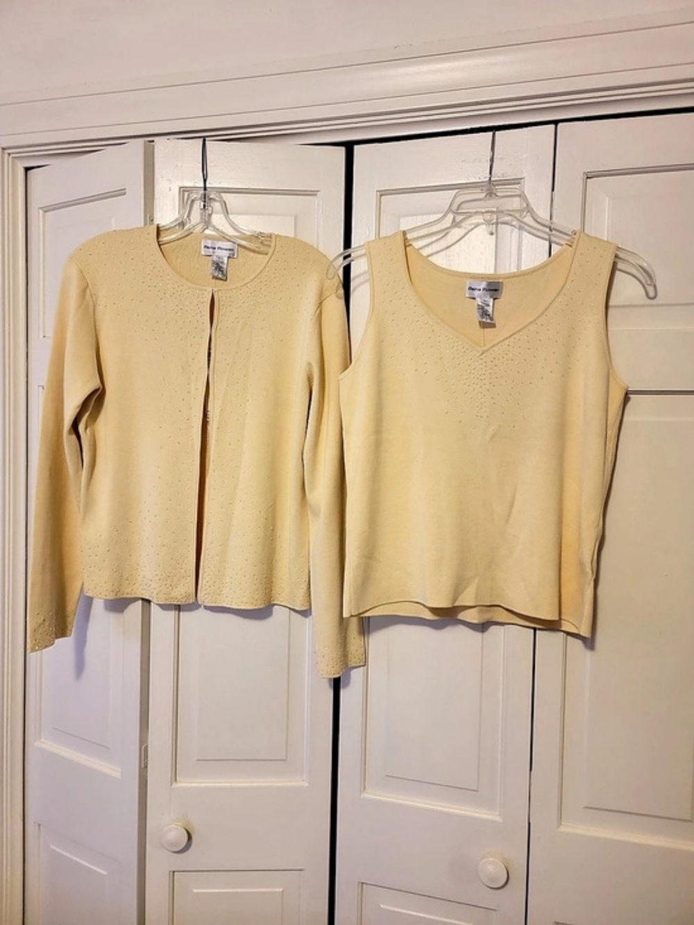 Rena Rowan Emporio Silk Blend Twin Set in Yellow Size Large NWT